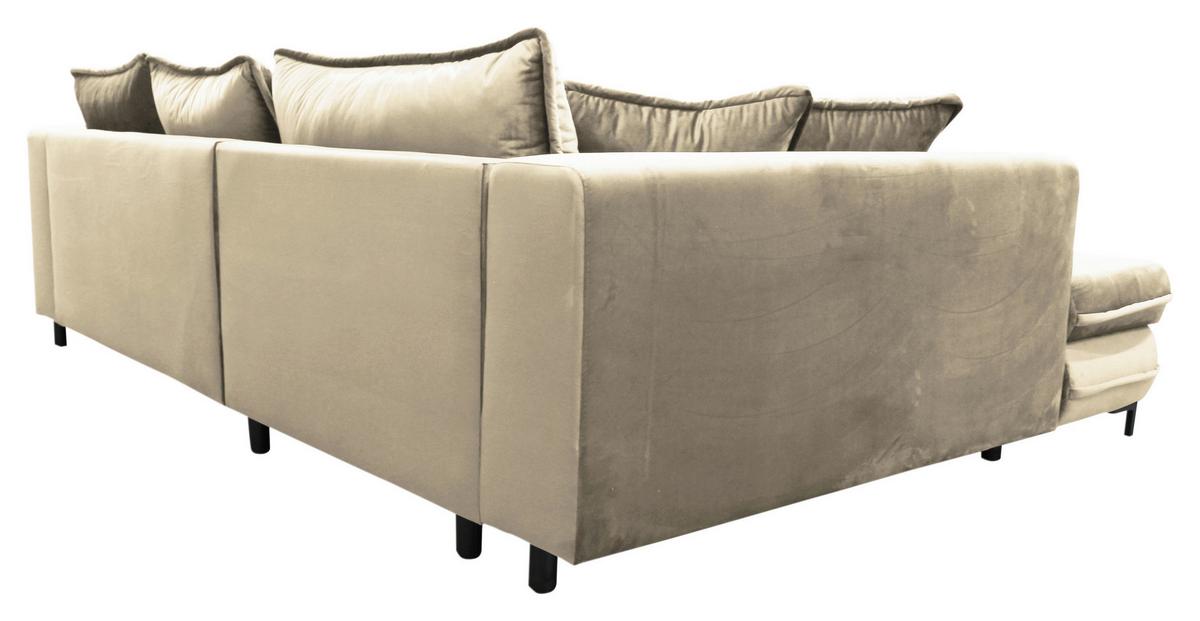 Ecksofa mit Schlaffunktion Bello Beige 187x277 cm - Beige/Schwarz, Design, Textil (187/277cm) - Livetastic
