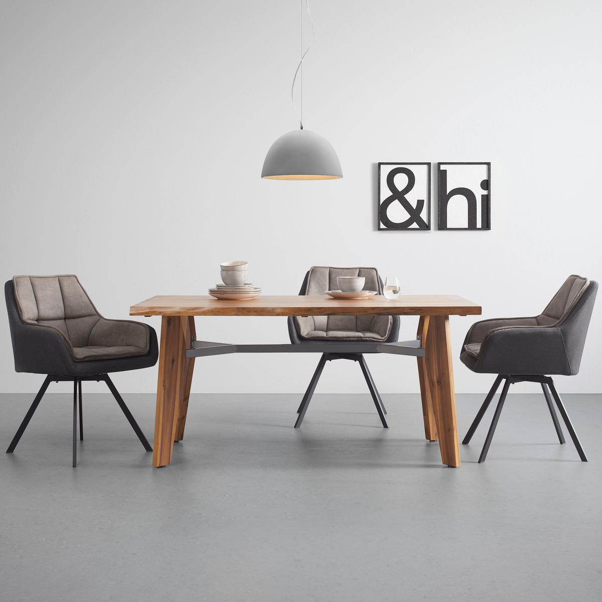 Jedálenský stôl z akácie JASPER 160x90 cm - farba akácie/sivá, Modern, kov/drevo (160/90/75cm) - Bessagi Home