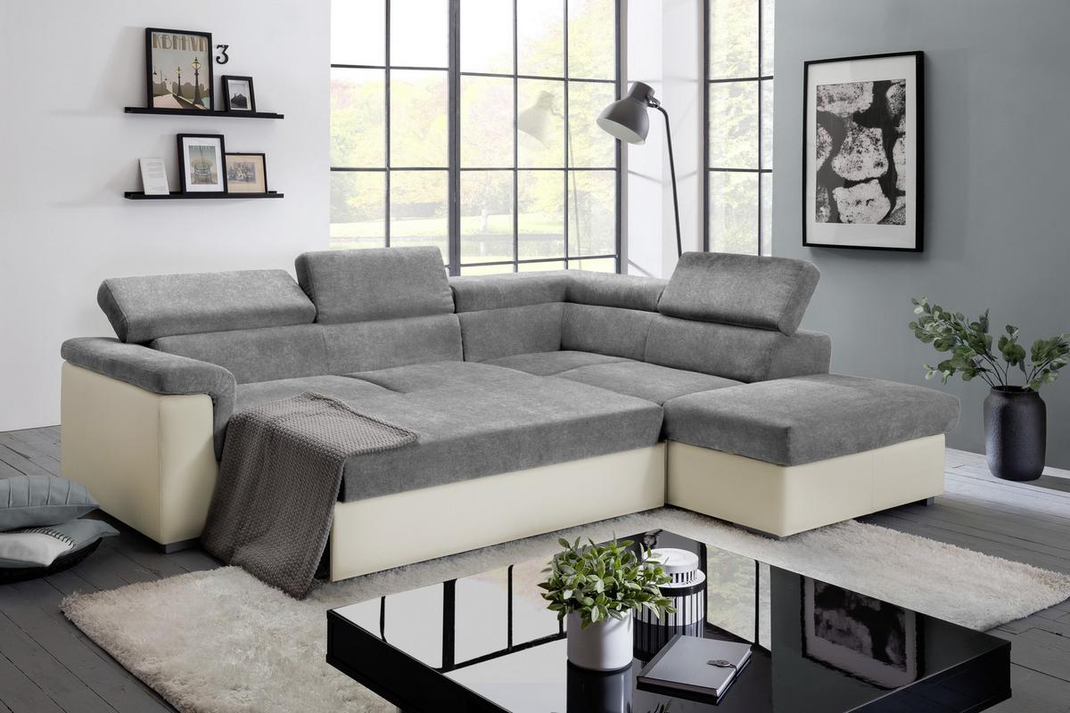 Sedacia súprava MILLA antracitová/hnedá pravý roh - hnedá/antracitová, Basics, drevo/textil (252/217cm)
