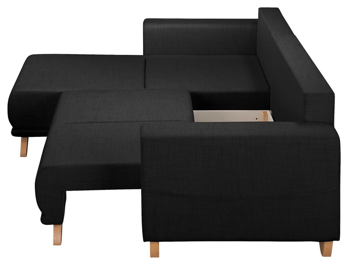 Ecksofa Bella Schwarz S: 257x174 cm - Wengefarben/Schwarz, Design, Textil (257/174cm) - Livetastic