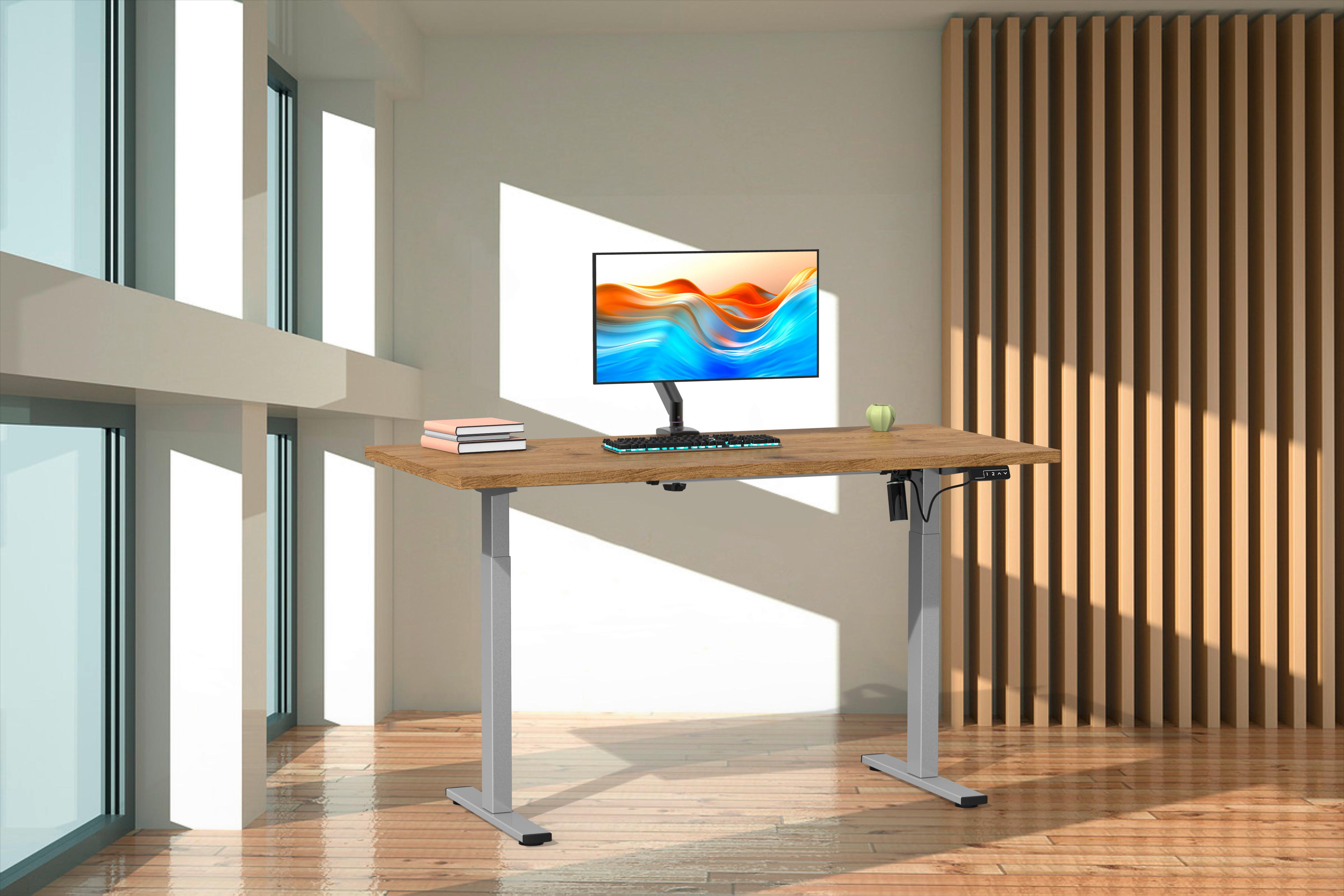 Schreibtisch E-Lona Sonoma Eiche B: 50 cm - Silberfarben/Sonoma Eiche, Design, Holzwerkstoff/Metall (110/50/71cm) - MID.YOU