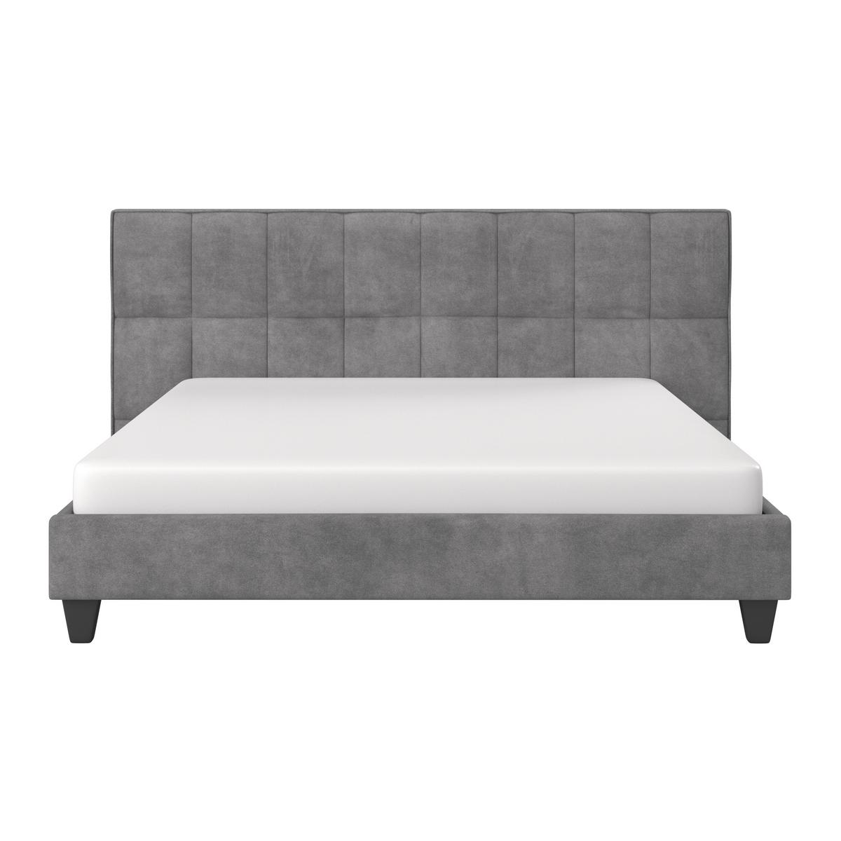 Manželská postel s čelem VALERIA 180x200, šedá - šedá/černá, Moderní, dřevo/kompozitní dřevo (180/200cm) - Bessagi Home