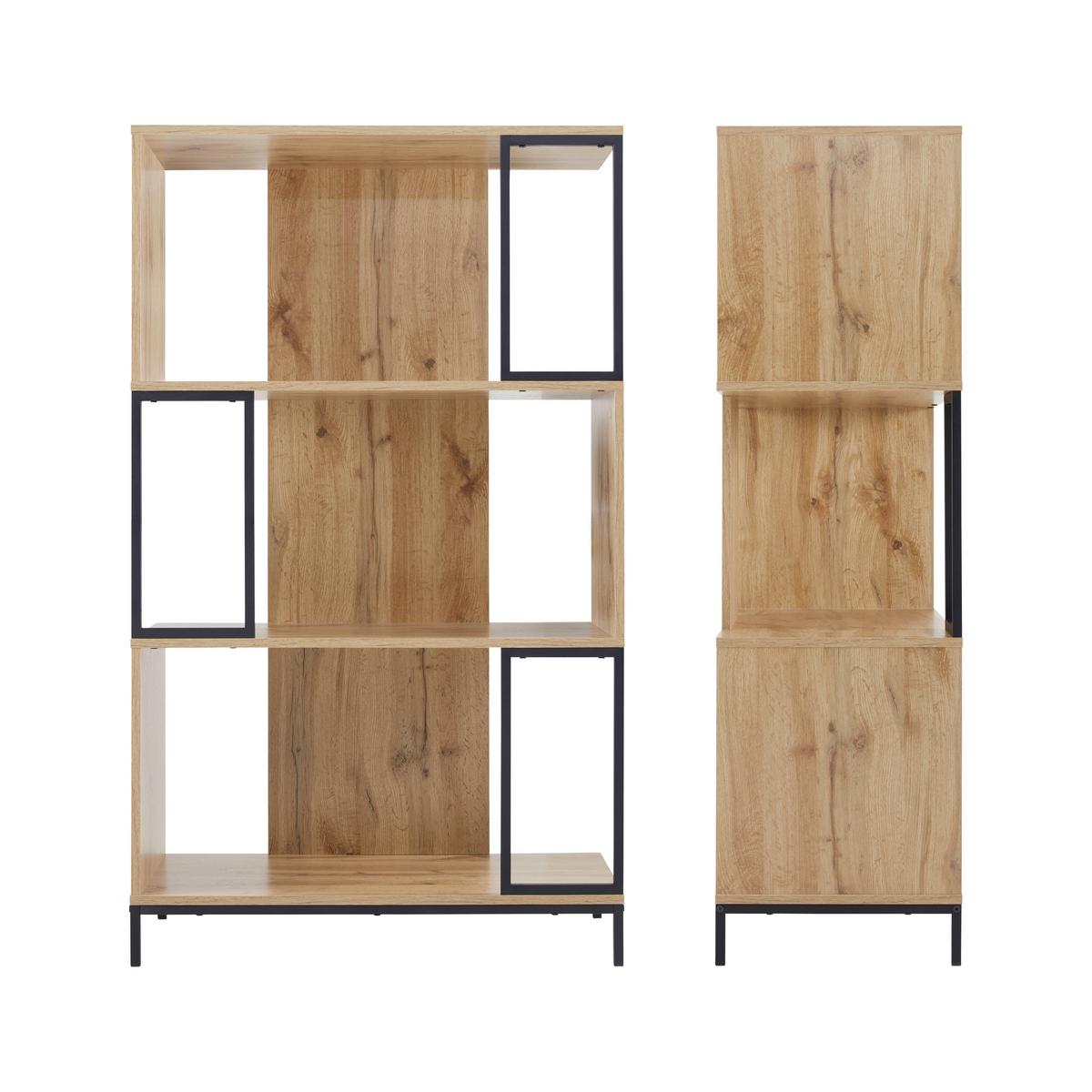 Regal GENY - černá/barvy dubu, Moderní, kov (80/136/40cm) - Bessagi Home