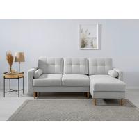 Ecksofa Noret, Hellgrau S: 223x157 Cm - Buchefarben/Hellgrau, Design, Textil (223/157cm) - MID.YOU