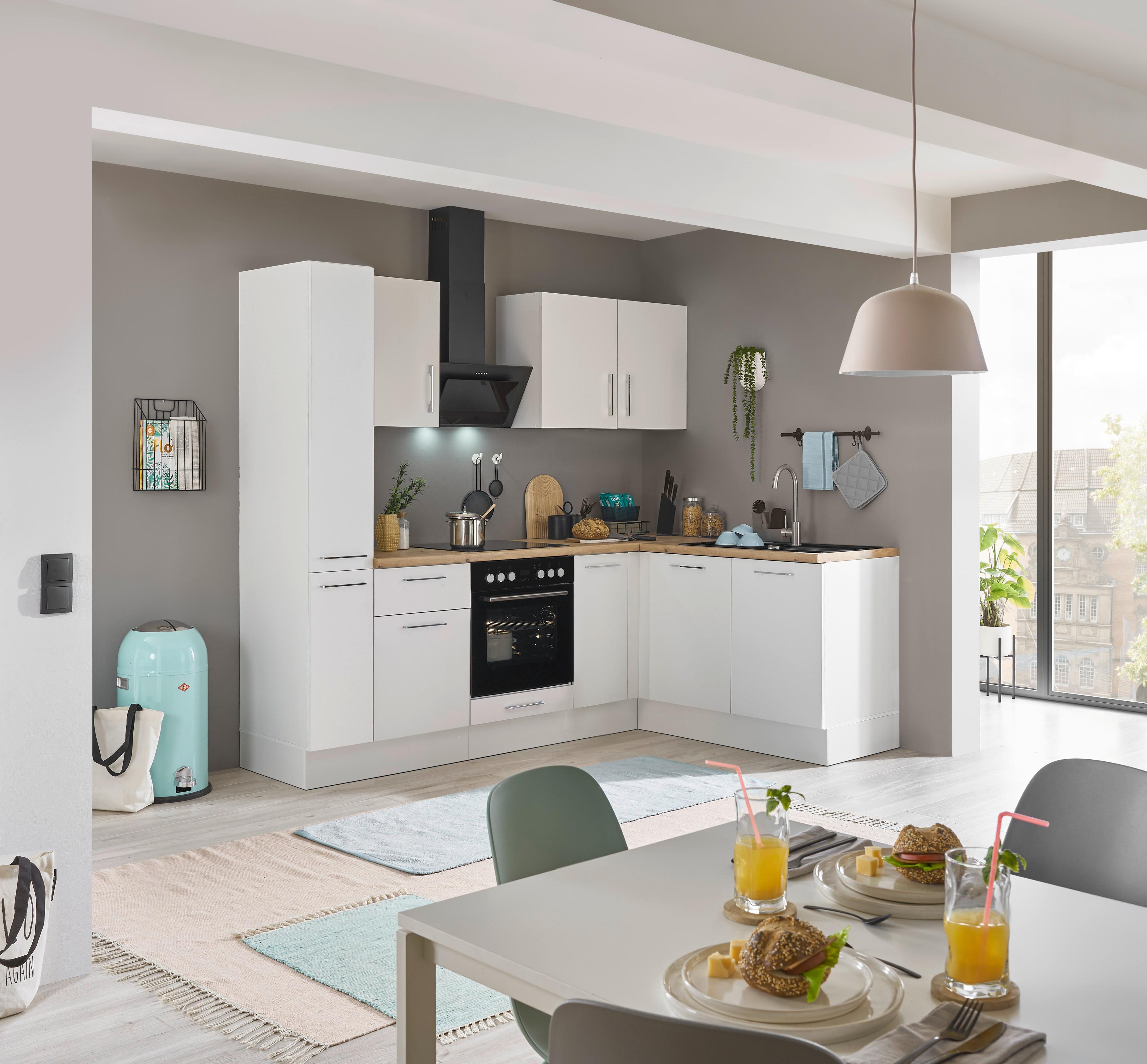 Eckküche Turin Weiß/Eiche Dekor 240x165 cm - Weiß/Eiche Artisan, Basics, Holzwerkstoff (240/165cm) - MID.YOU