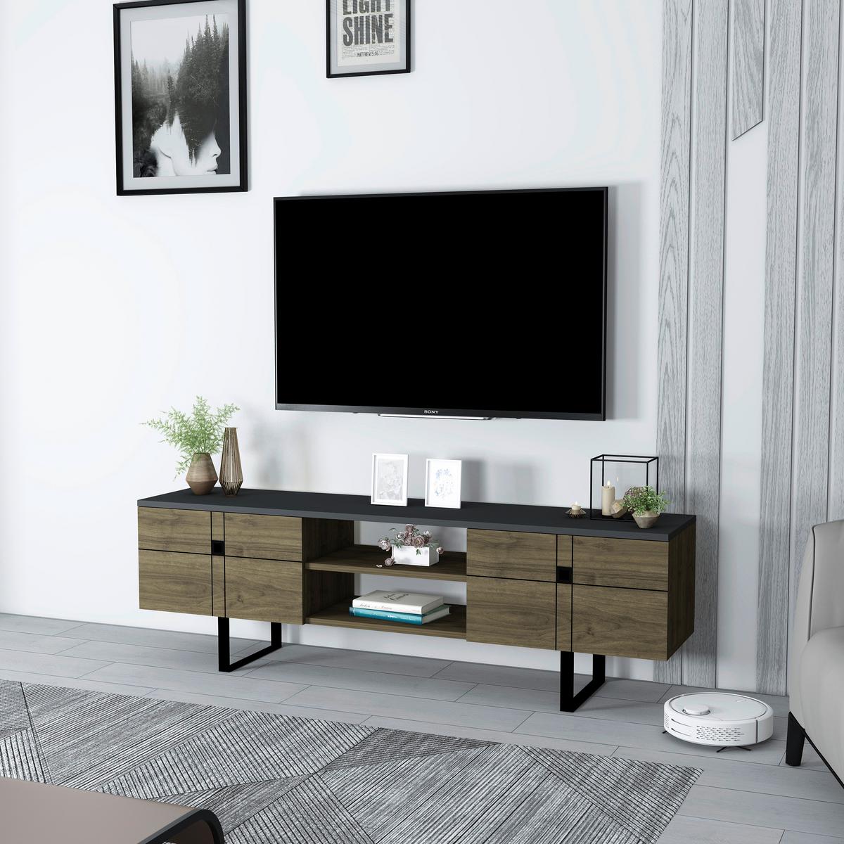 Lowboard Zeus TV-Schrank - Eiche dunkel/Walnussfarben, Design, Holzwerkstoff (160/50/35cm) - Livetastic