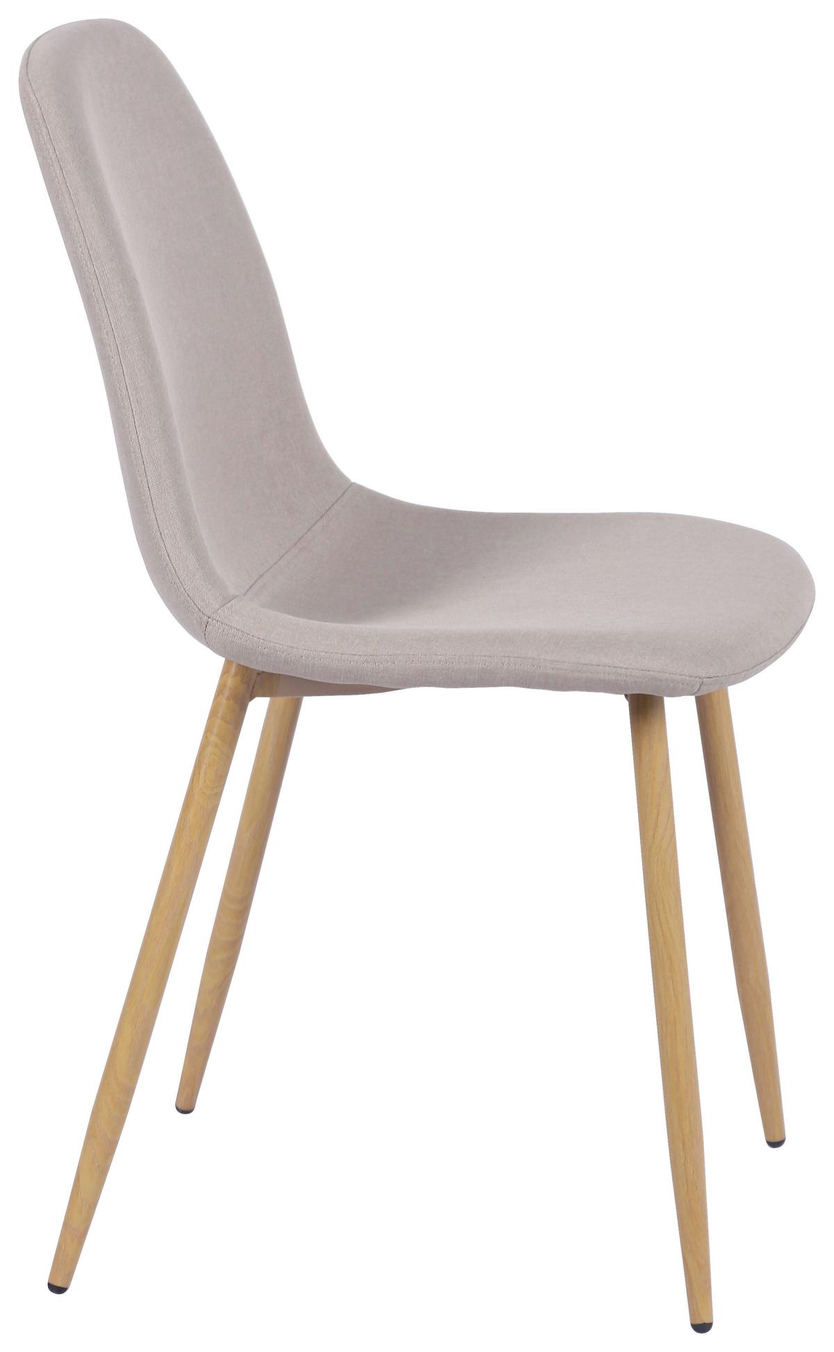 Vierfußstuhl Mona Leinenoptik Beige - Eichefarben/Beige, MODERN, Holz/Textil (44/87/56cm)