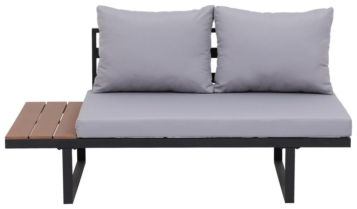 Loungegarnitur 4-tlg Aarhus Metall/holz Mit Kissen - Schwarz/Naturfarben, MODERN, Kunststoff/Textil (146/216cm) - Beldano