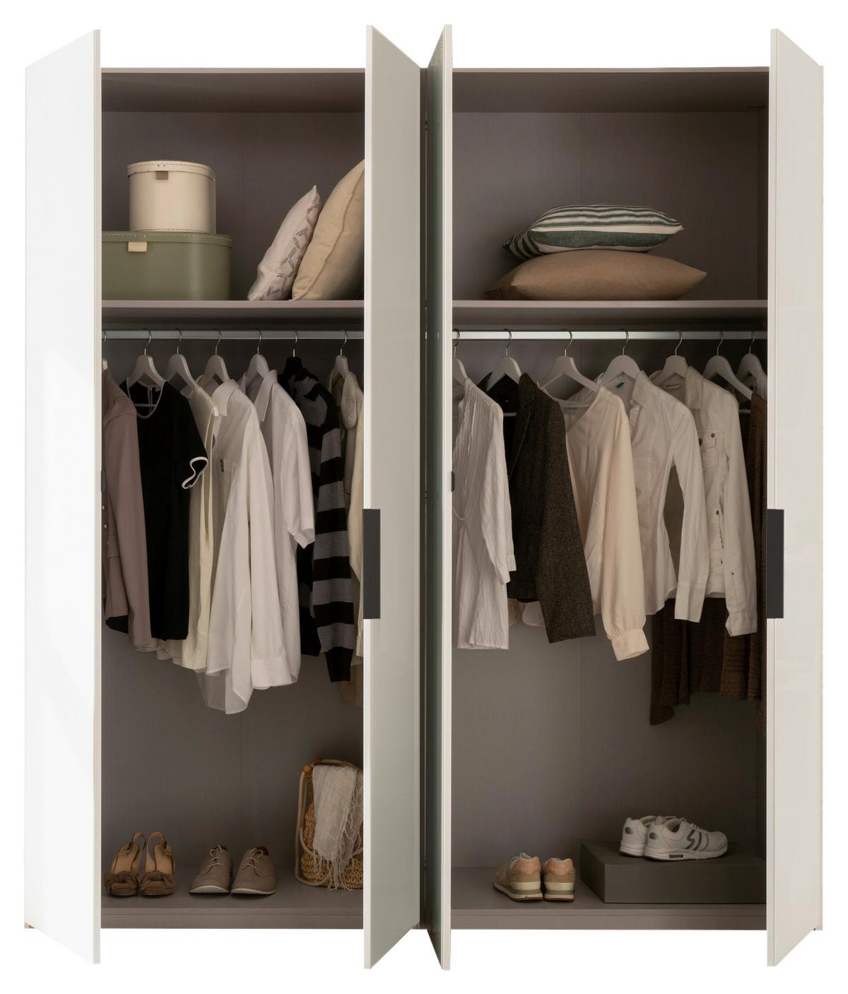 Drehtürenschrank 200 Cm Laar Weiß/weißglas - Weiß, MODERN, Holzwerkstoff (200/216/58cm) - MID.YOU