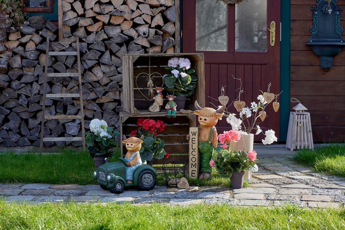 Dekohänger Herzanhänger - ROMANTIK / LANDHAUS, Holz/Metall (7/7cm)