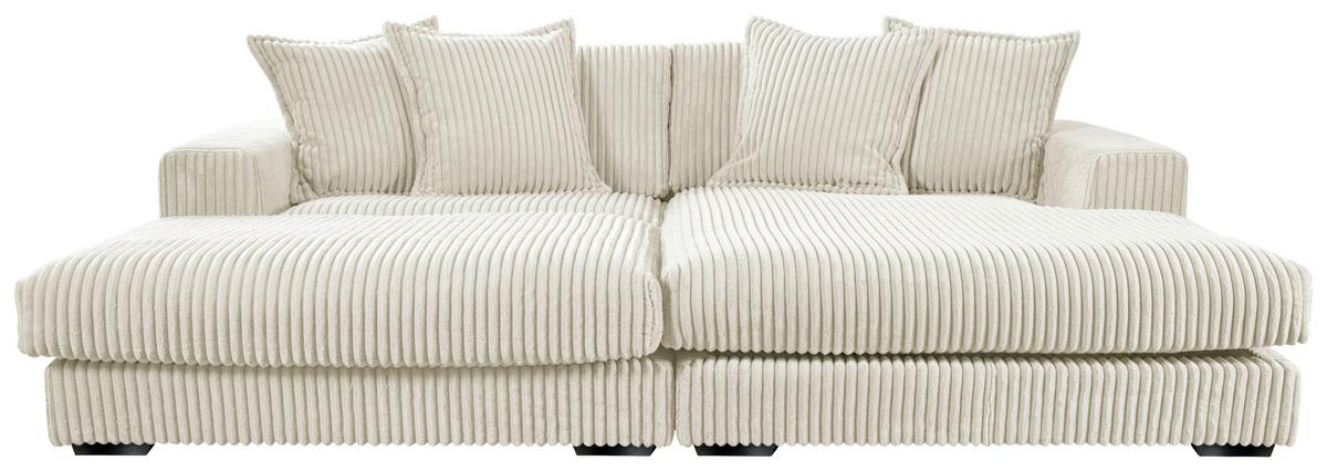 Ecksofa Funny Rechts Weiß mit Hocker B: 285 cm - Schwarz/Weiß, Basics, Textil (285/195cm) - Livetastic