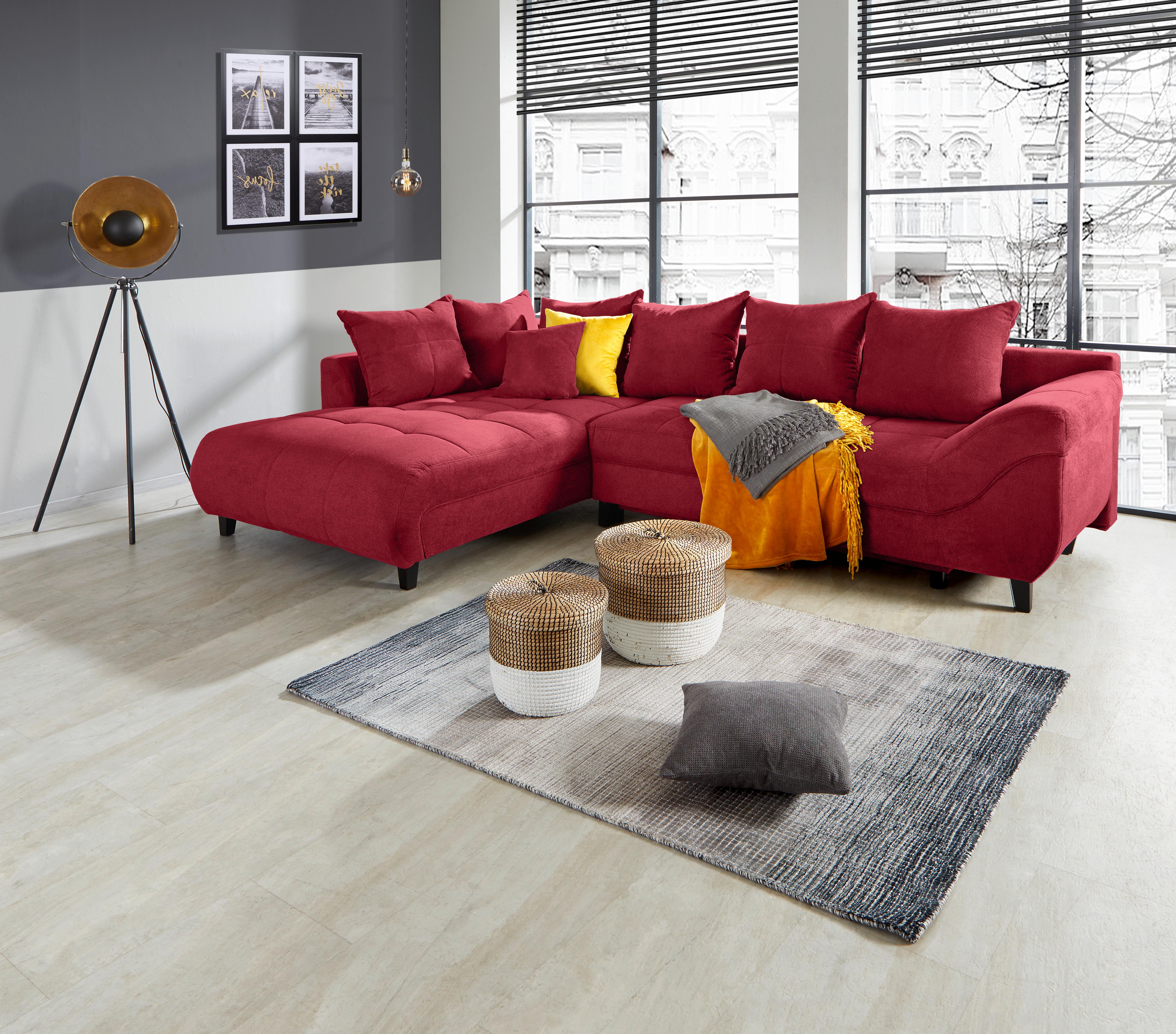 Ecksofa Mendoza - Rot/Schwarz, Design, Textil (197/309cm) - Ondega
