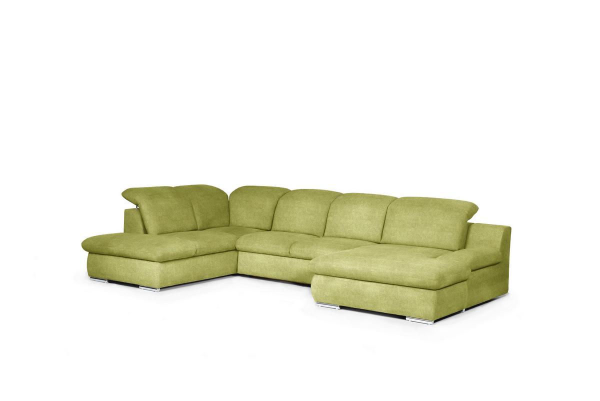 Wohnlandschaft Isona Grün Chenille - Chromfarben/Grün, Design, Textil (212/353/165cm) - Livetastic