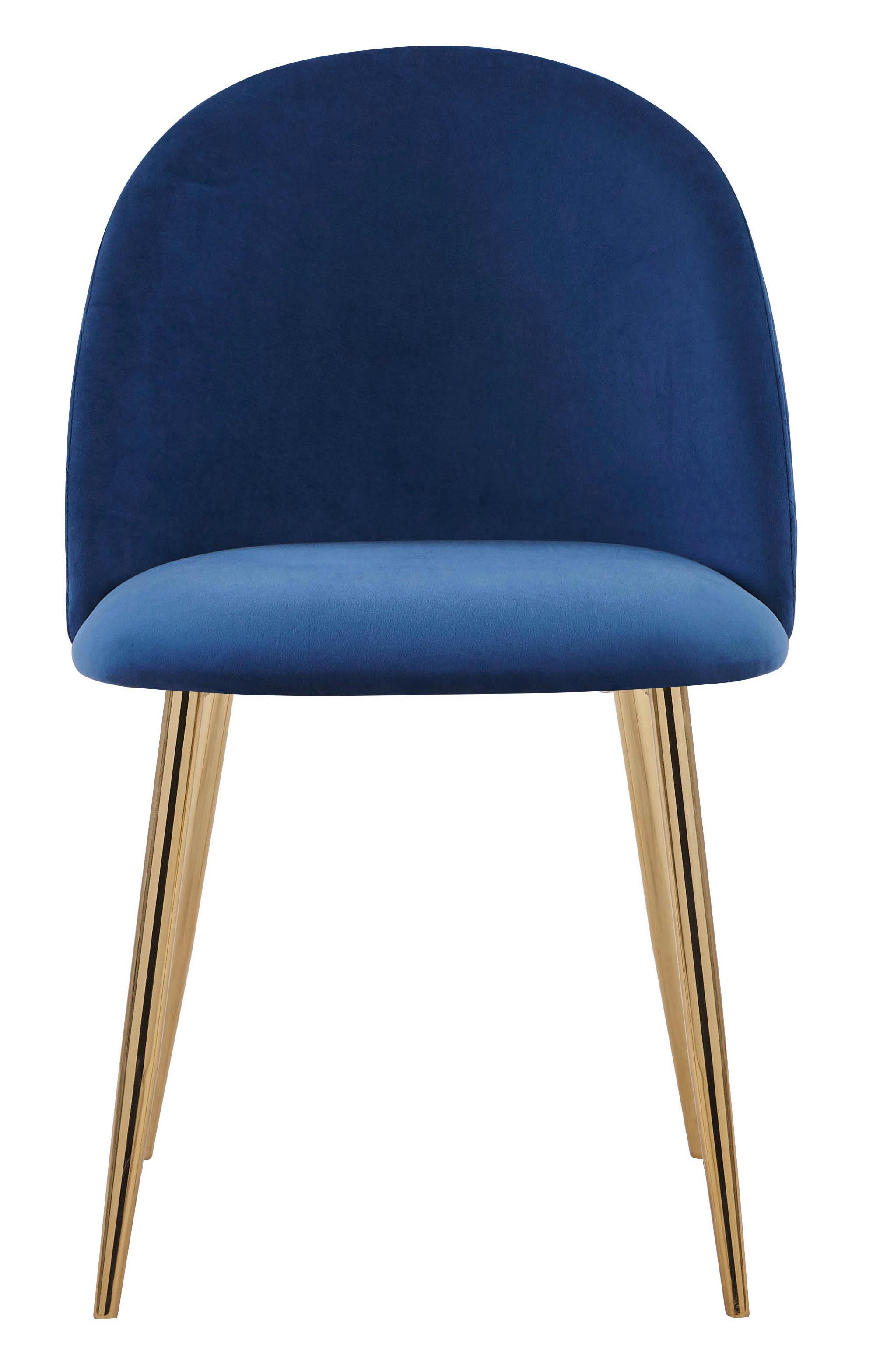Polsterstuhl Artdeco Blau, Beine Gold - Blau/Goldfarben, MODERN, Textil/Metall (51/79/58cm) - MID.YOU