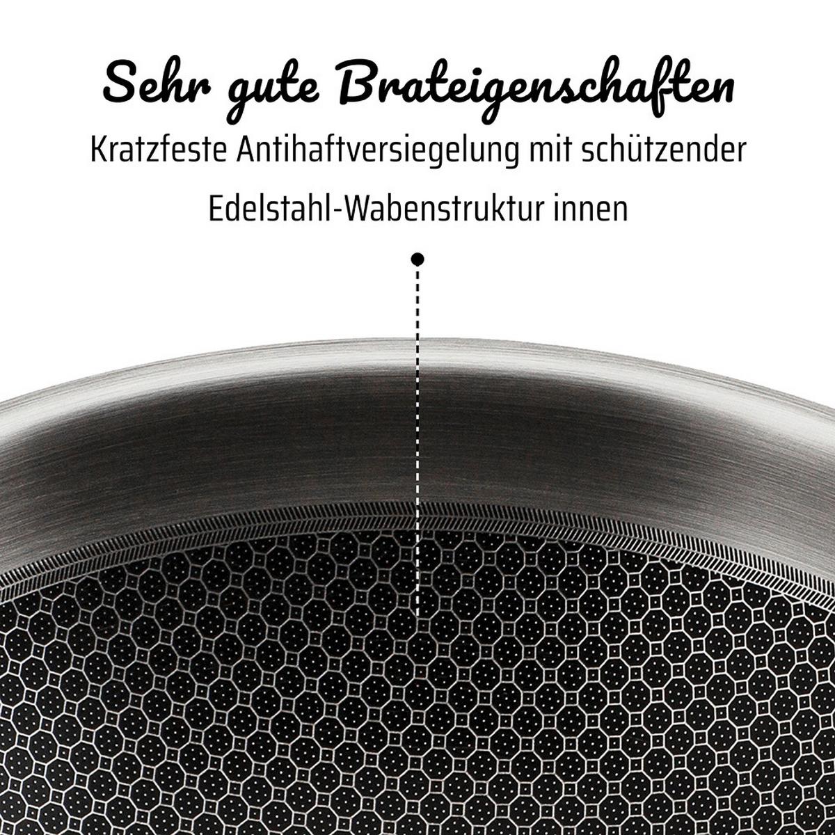 Bratpfanne Inoxxa Black Edelstahlfarben, D:20 cm - Edelstahlfarben, Basics, Metall (20cm) - GSW