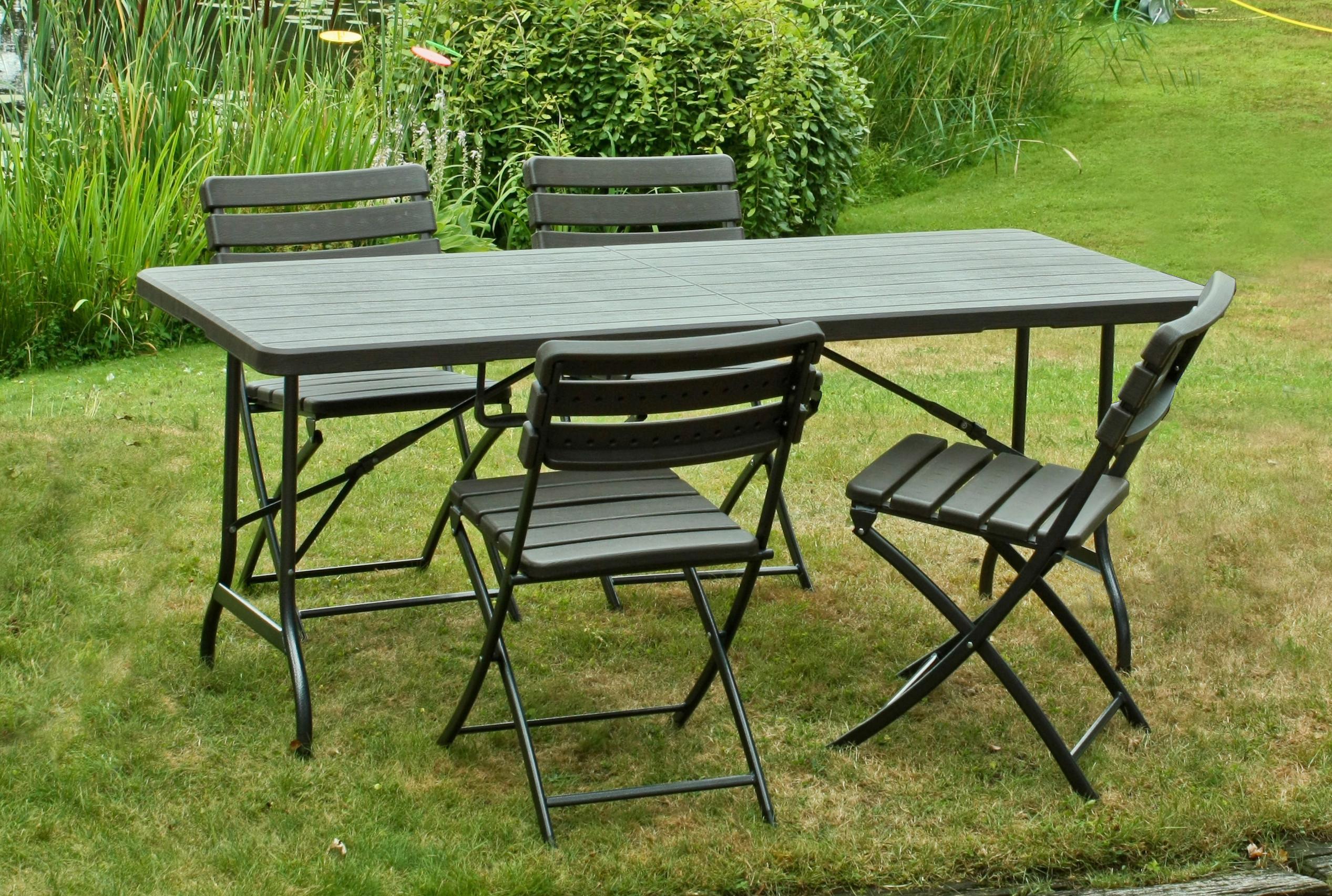 Gartenmöbel Set 5-Tlg. Tabora Metall/Kunststoff - Schwarz/Braun, Basics, Kunststoff/Metall (83/83/54cm) - Gardenson