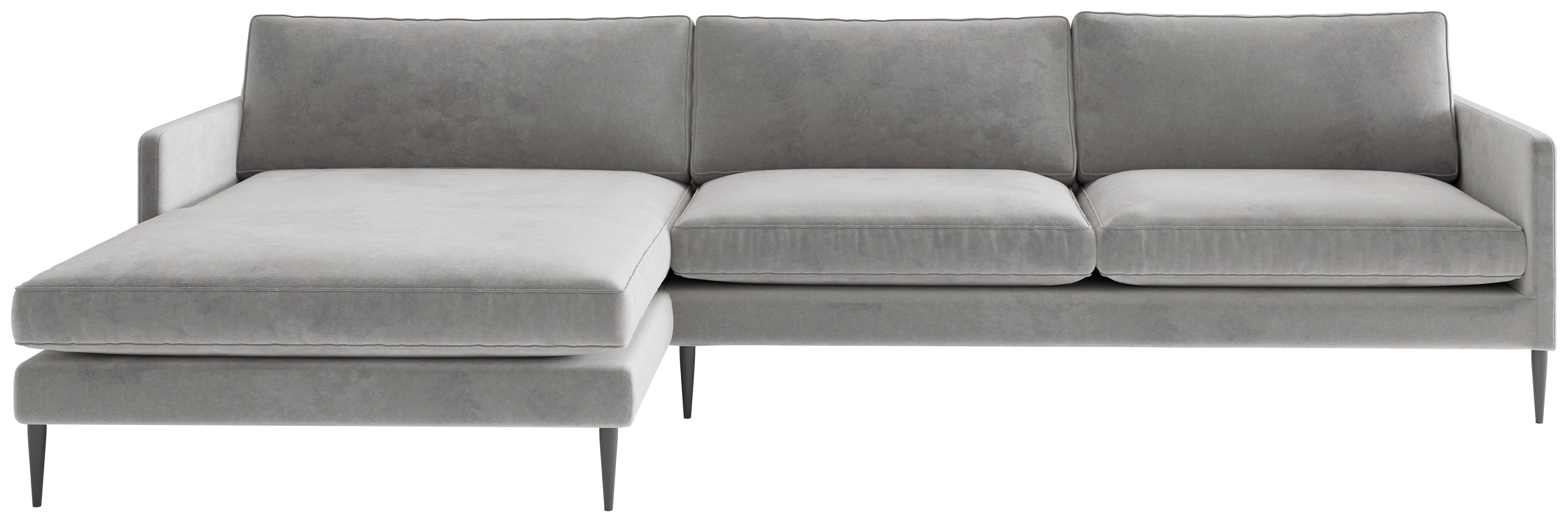 ECKSOFA JUSTIN - Edelstahlfarben/Hellgrau, Design, Textil/Metall (154/277cm) - Livetastic