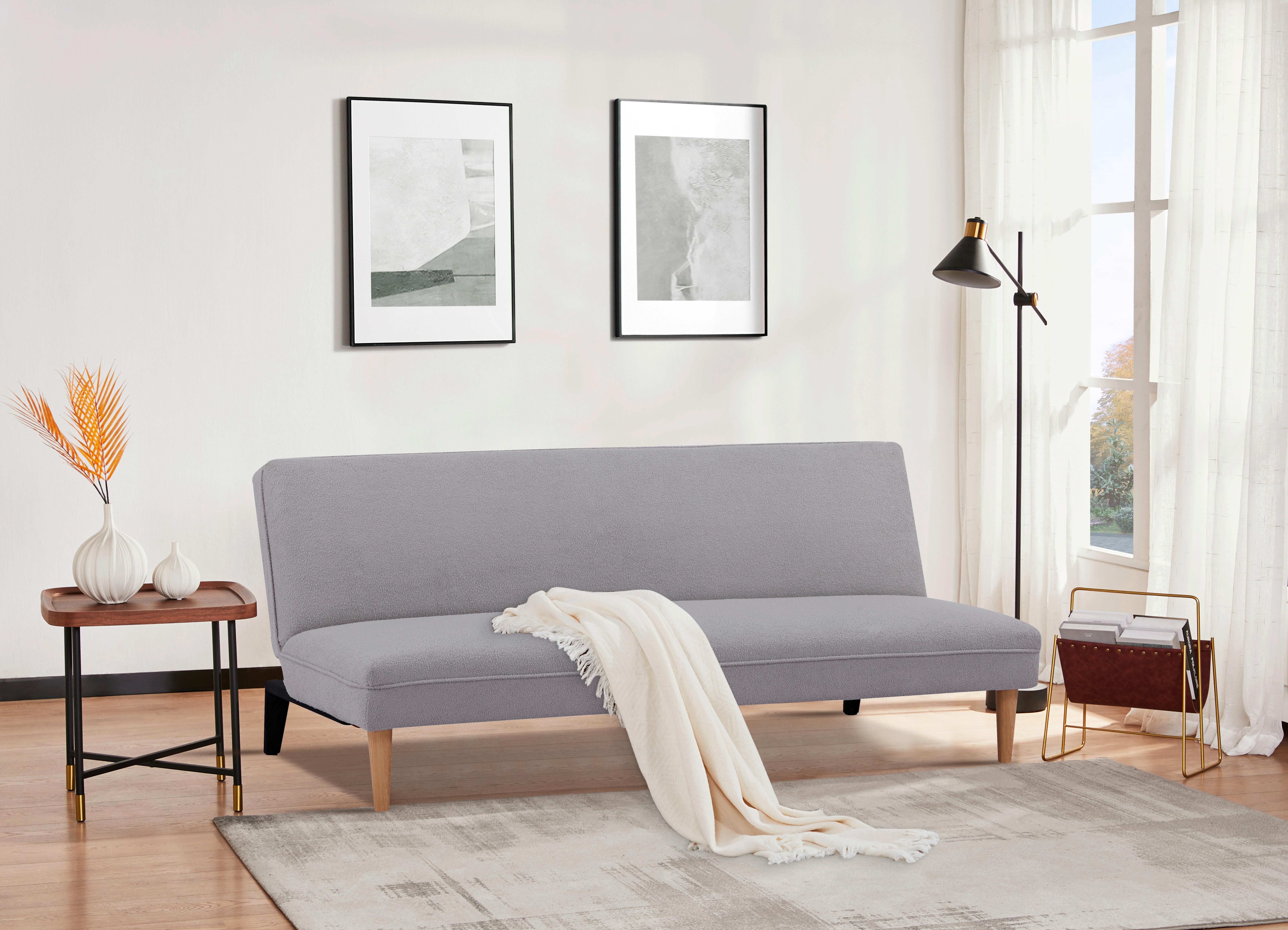 Rozkládací pohovka ZERR, buklé, šedá - šedá/černá, Moderní, dřevo/textil (183/77/87cm) - P & B