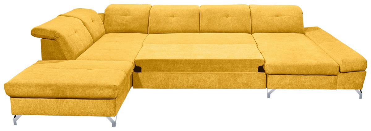 Ecksofa Melfi Gelb U: 245 Cm - Gelb/Silberfarben, MODERN, Textil (245/350/168cm) - MID.YOU