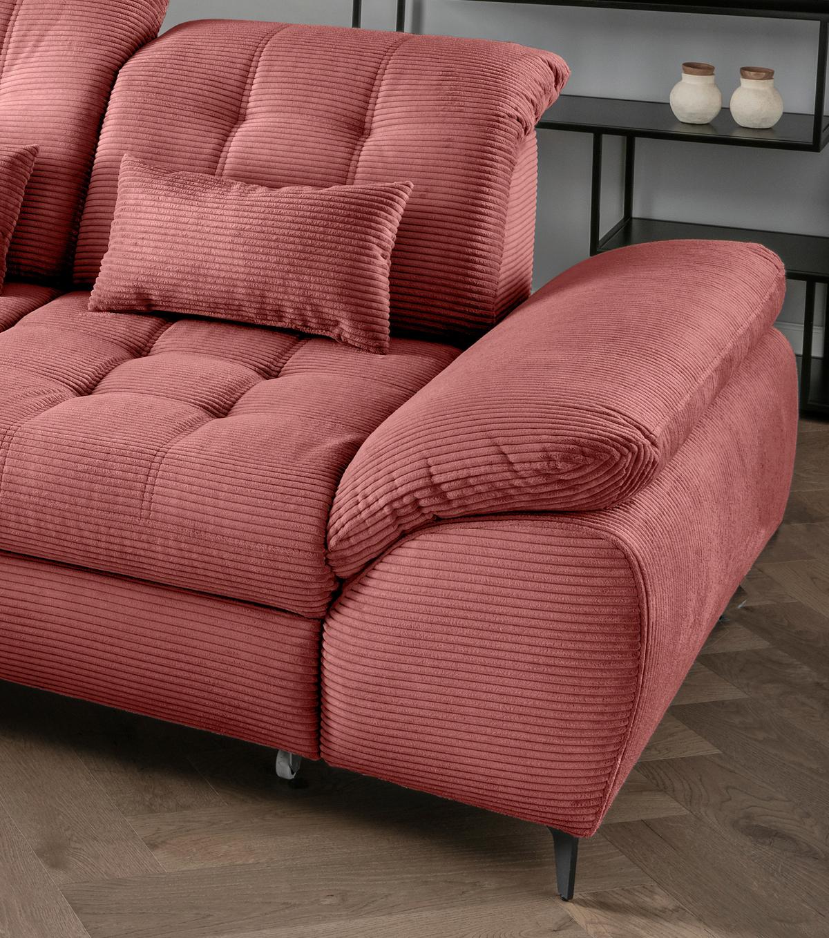 Eckschlafsofa Delphino Koralle S: 189x273 cm - Koralle/Schwarz, MODERN, Textil (189/273cm) - Livetastic