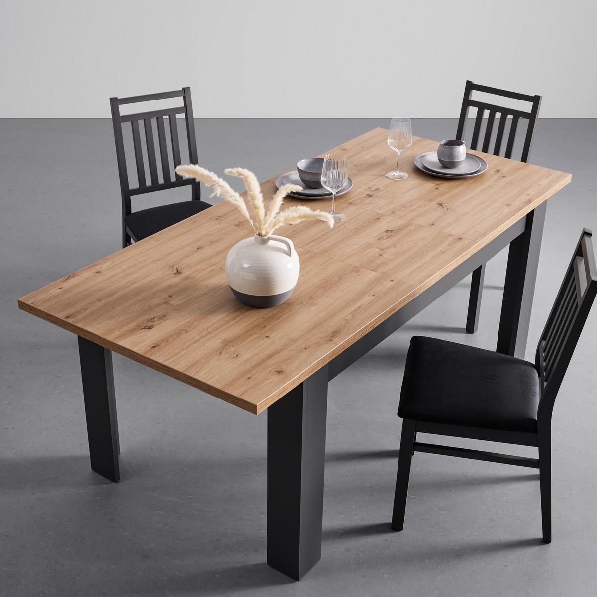 Rozťahovací jedálenský stôl Claudio š: 160-200cm - čierna/dub artisan, Modern, drevo/kompozitné drevo (160-200/90/76cm) - Bessagi Home