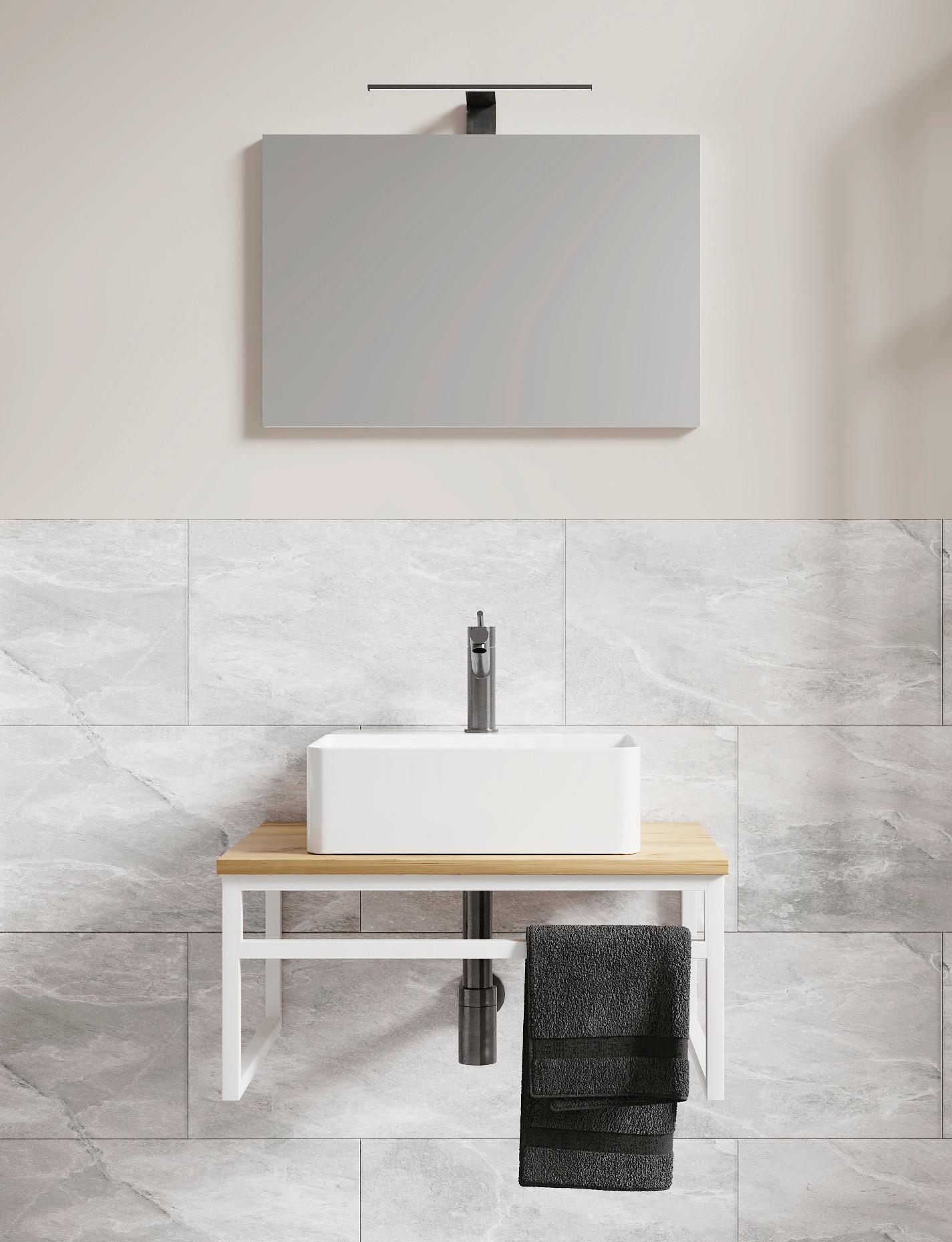 BADEZIMMER 3-TLG. WASCHPLATZ "BITILA 60" - Honigeiche/Weiß, MODERN, Glas/Keramik (60cm) - MID.YOU