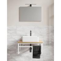 BADEZIMMER 3-TLG. WASCHPLATZ "BITILA 60" - Honigeiche/Weiß, MODERN, Glas/Keramik (60cm) - MID.YOU