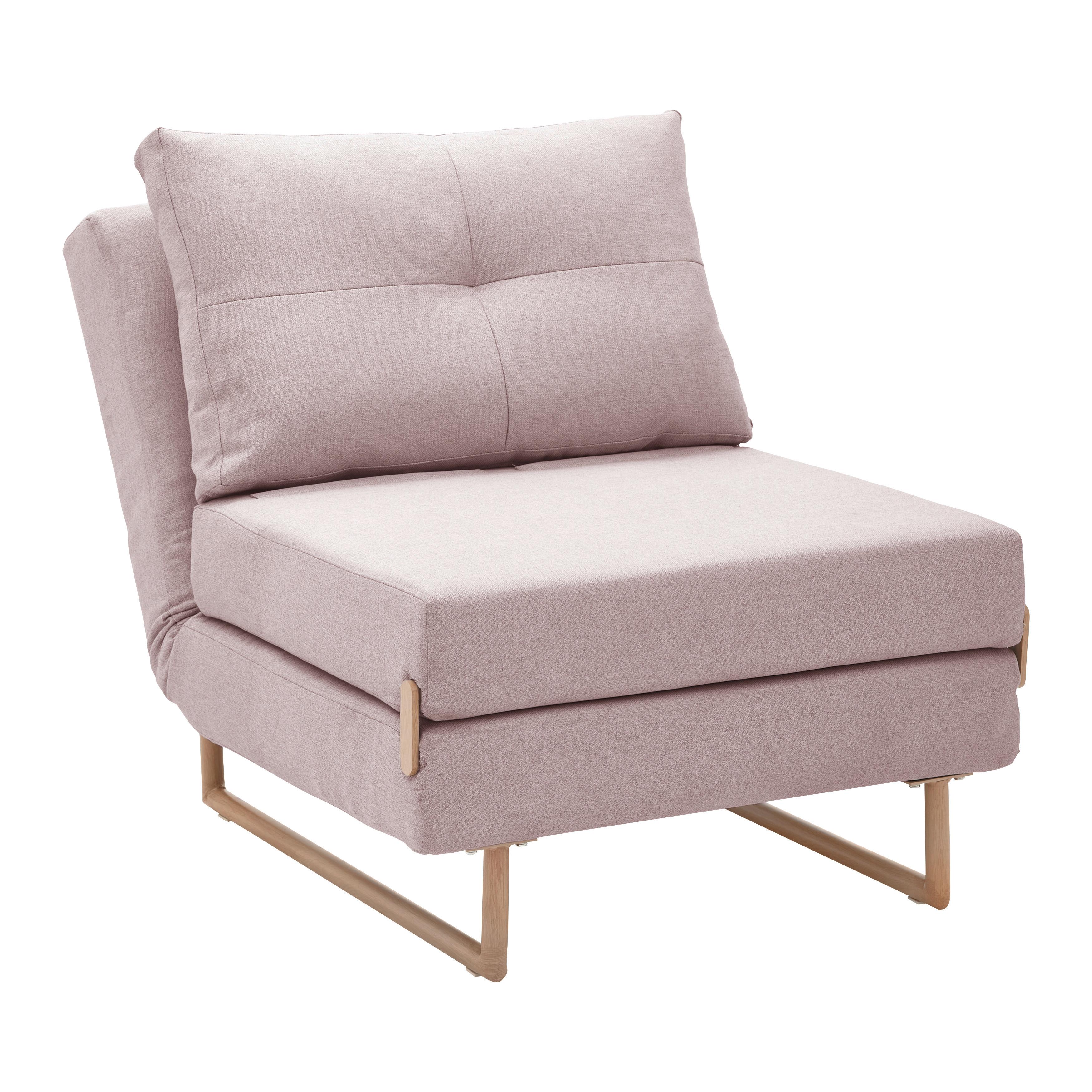 Rozkladacia pohovka Malic - ružová - ružová/farba duba, Modern, kov/textil (80/84/90cm) - Bessagi Home