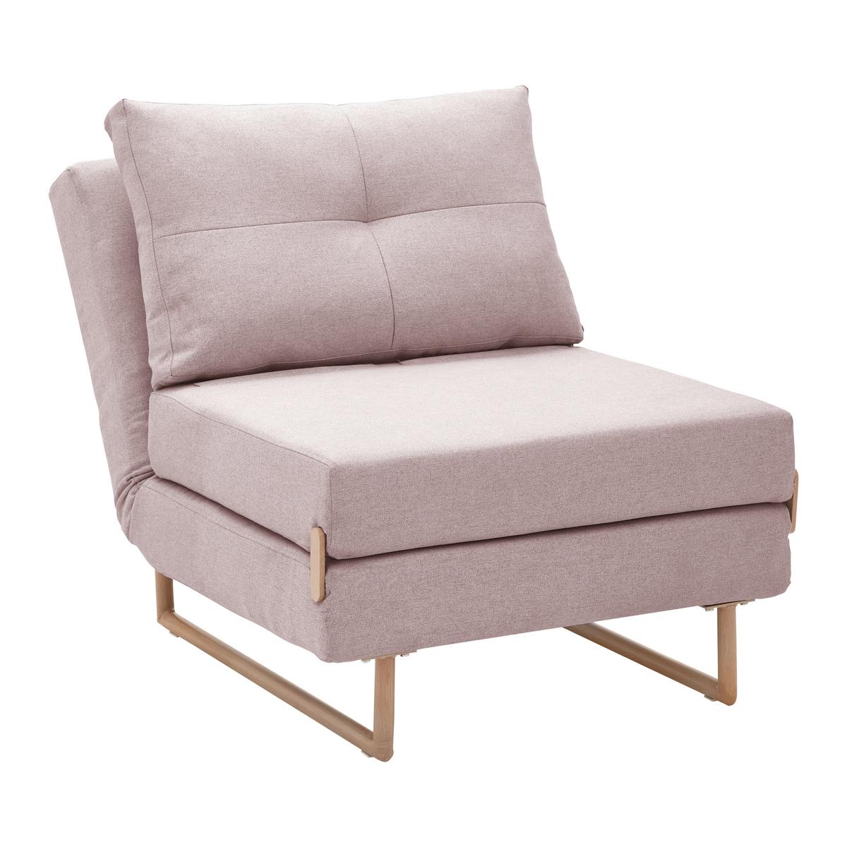 Rozkladacia pohovka Malic - ružová - ružová/farba duba, Modern, kov/textil (80/84/90cm) - Bessagi Home