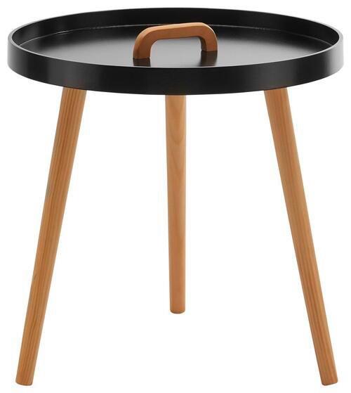 Přístavní stolek LIA - černá/barvy pinie, Moderní, dřevo (49,5/49,5/49,5cm) - Modern Living