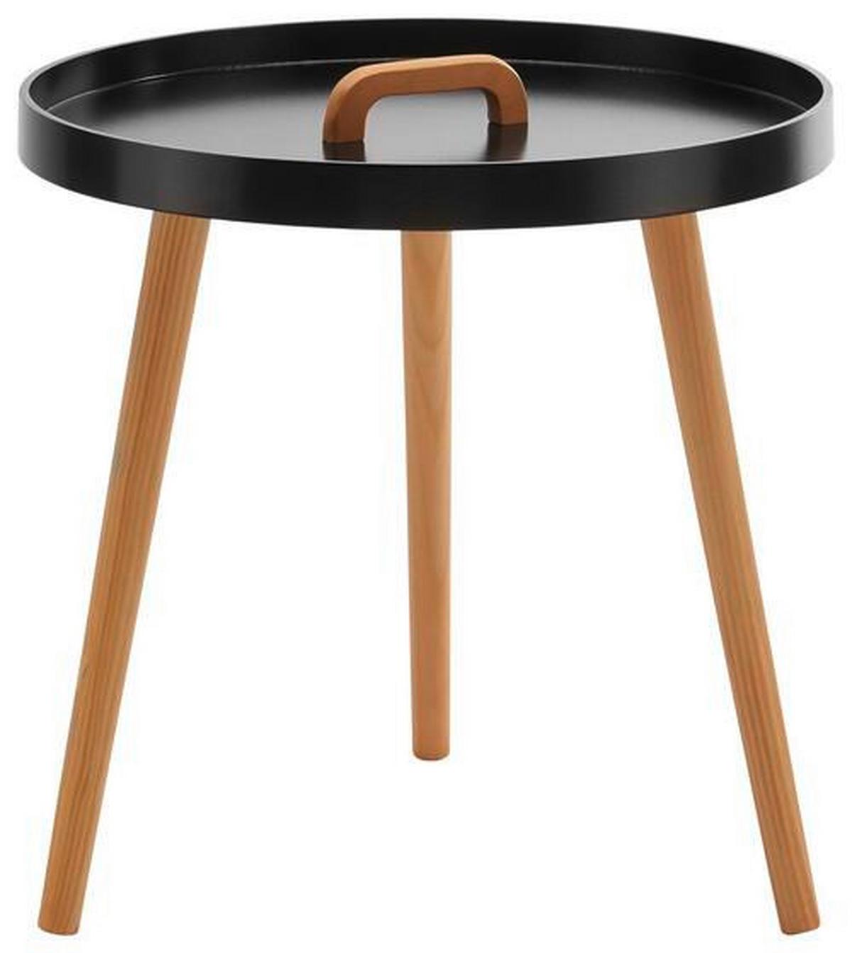 Přístavní stolek LIA - černá/barvy pinie, Moderní, dřevo (49,5/49,5/49,5cm) - Modern Living
