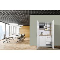 Schrankküche m. Kühlschrank + Mikrowelle 104 cm elegant - Weiß, MODERN, Holzwerkstoff/Metall (104/193/67cm) - Respekta