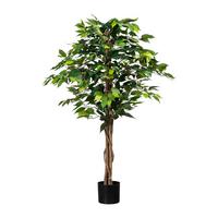 Kunstplanze Ficus Benjamina Grünpflanzen - Schwarz/Braun, Design, Naturmaterialien/Kunststoff (120cm) - P & B