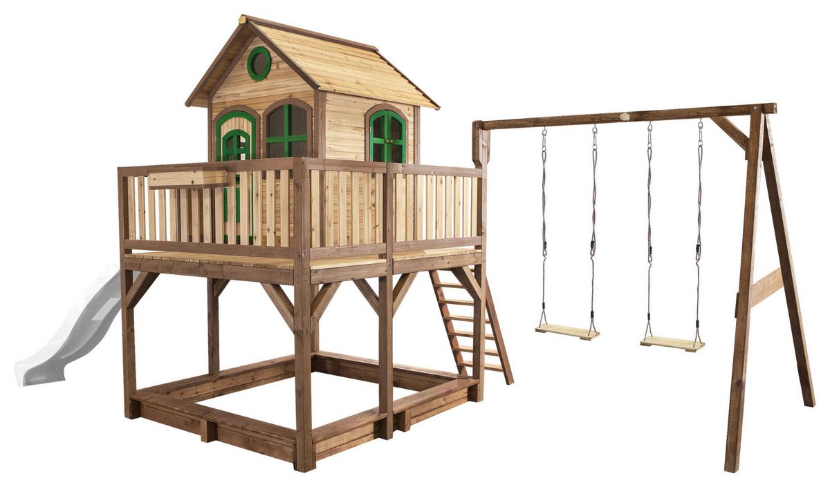 Spielturm A030.153.90 - Weiß/Braun, KONVENTIONELL, Holz (613/291/277cm) - Ambia Garden