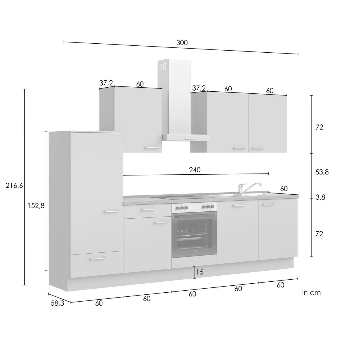 Kuchyňská linka 300 cm, olivově zelená - barvy dubu/černá, Moderní, kov/kompozitní dřevo (300cm) - Nobilia