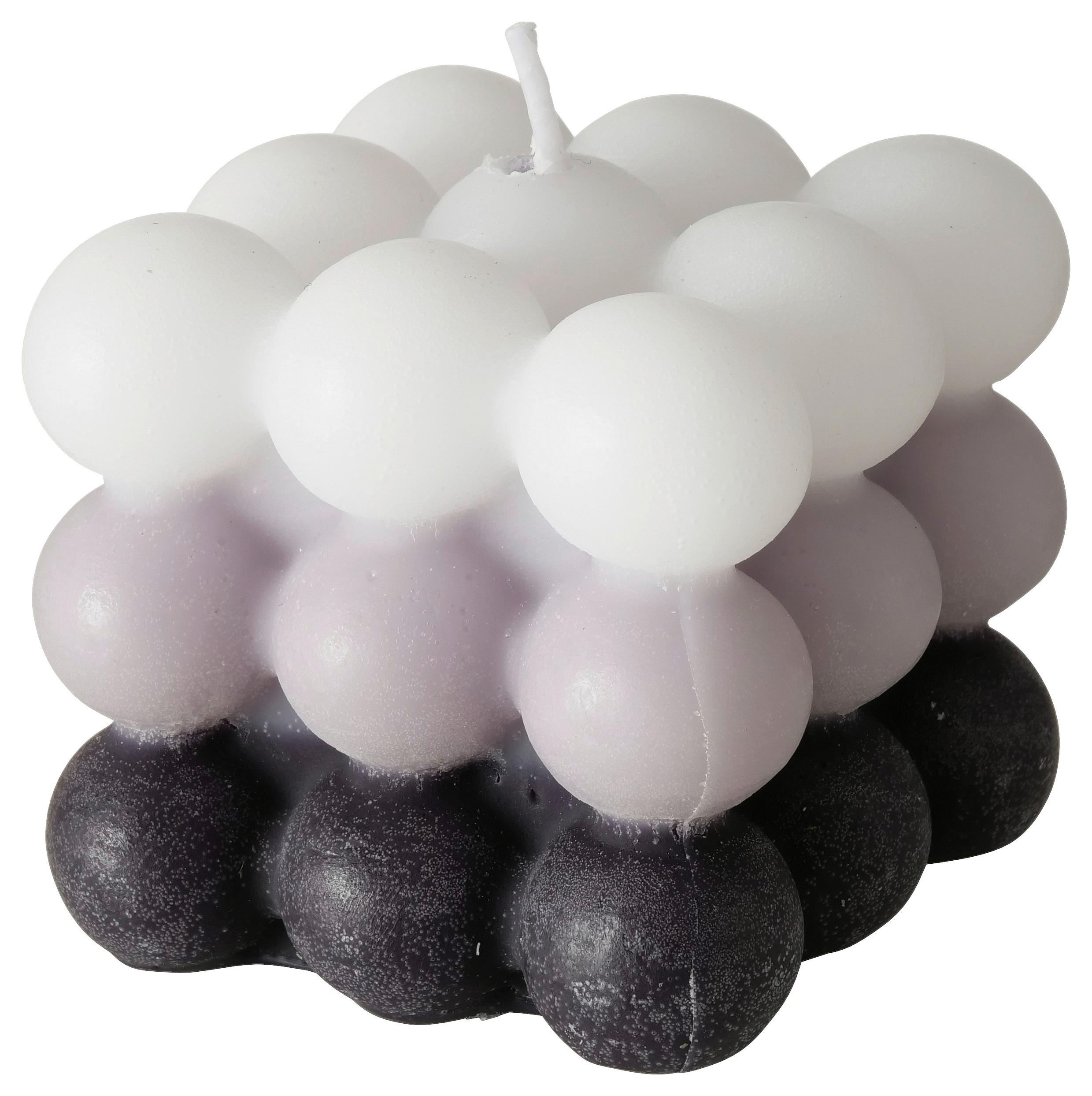 Kerze Bubble Weiß/grau/ Schwarz 6x6x5,5 Cm - Schwarz/Weiß, Basics, Naturmaterialien (6/6/5,5cm)