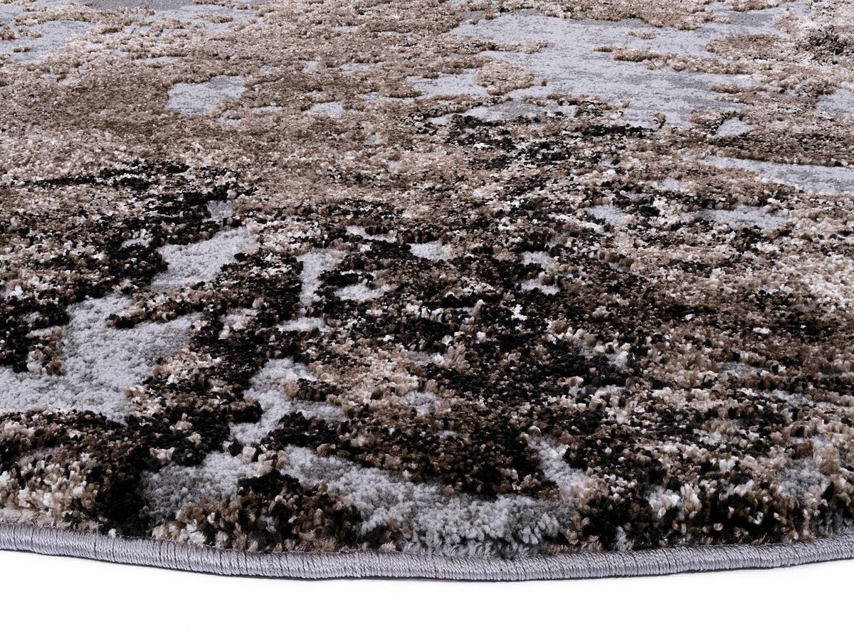 Webteppich Braun/Beige Timeline Quantum Rund Ø 160 cm - Beige/Braun, Design, Textil (160cm) - Novel