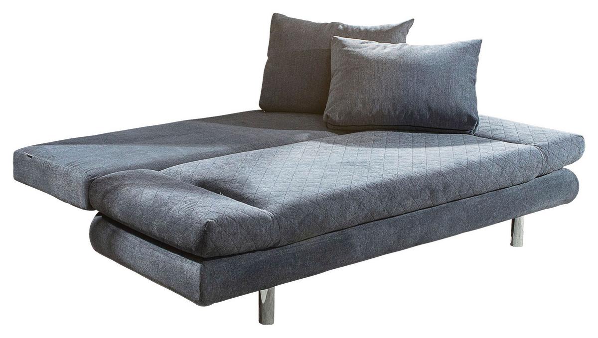2-Sitzer-Sofa mit Schlaffunktion Sorini B:194 cm - Chromfarben/Anthrazit, Design, Textil (194/73/91cm) - Livetastic