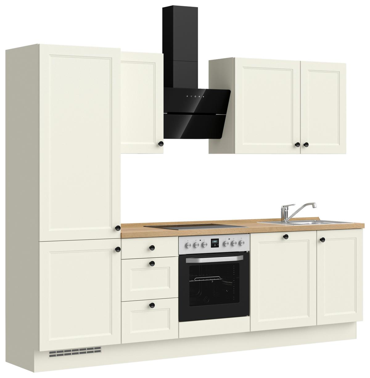 Kuchynská linka 270 cm, biela/dekor dub Sierra - čierna/biela, Modern, kov/kompozitné drevo (270cm) - Nobilia