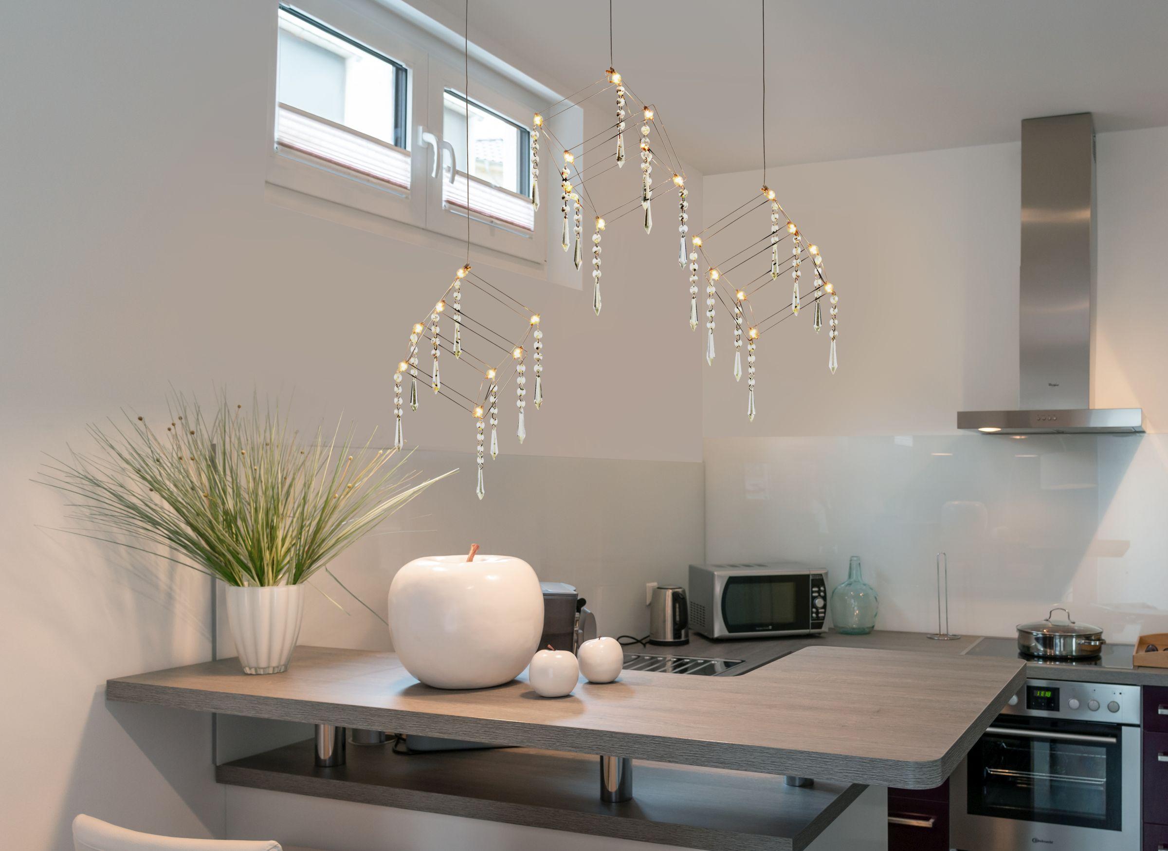LED-Hängeleuchte 6117942 Grace - Chromfarben/Transparent, LIFESTYLE, Kunststoff/Metall (80/106cm) - Näve