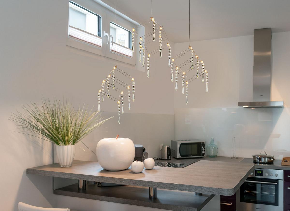 Led-hängeleuchte 6117942 Grace - Chromfarben/Transparent, LIFESTYLE, Kunststoff/Metall (80/106cm) - Näve