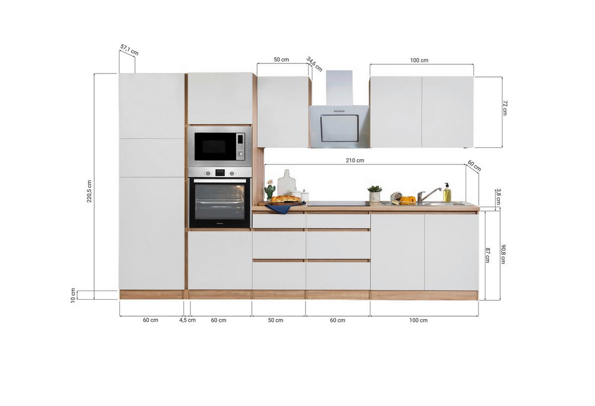 Küchenblock Lorena Küchenblock 335 Cm - Eichefarben/Weiß, Basics, Holzwerkstoff (335cm) - Respekta