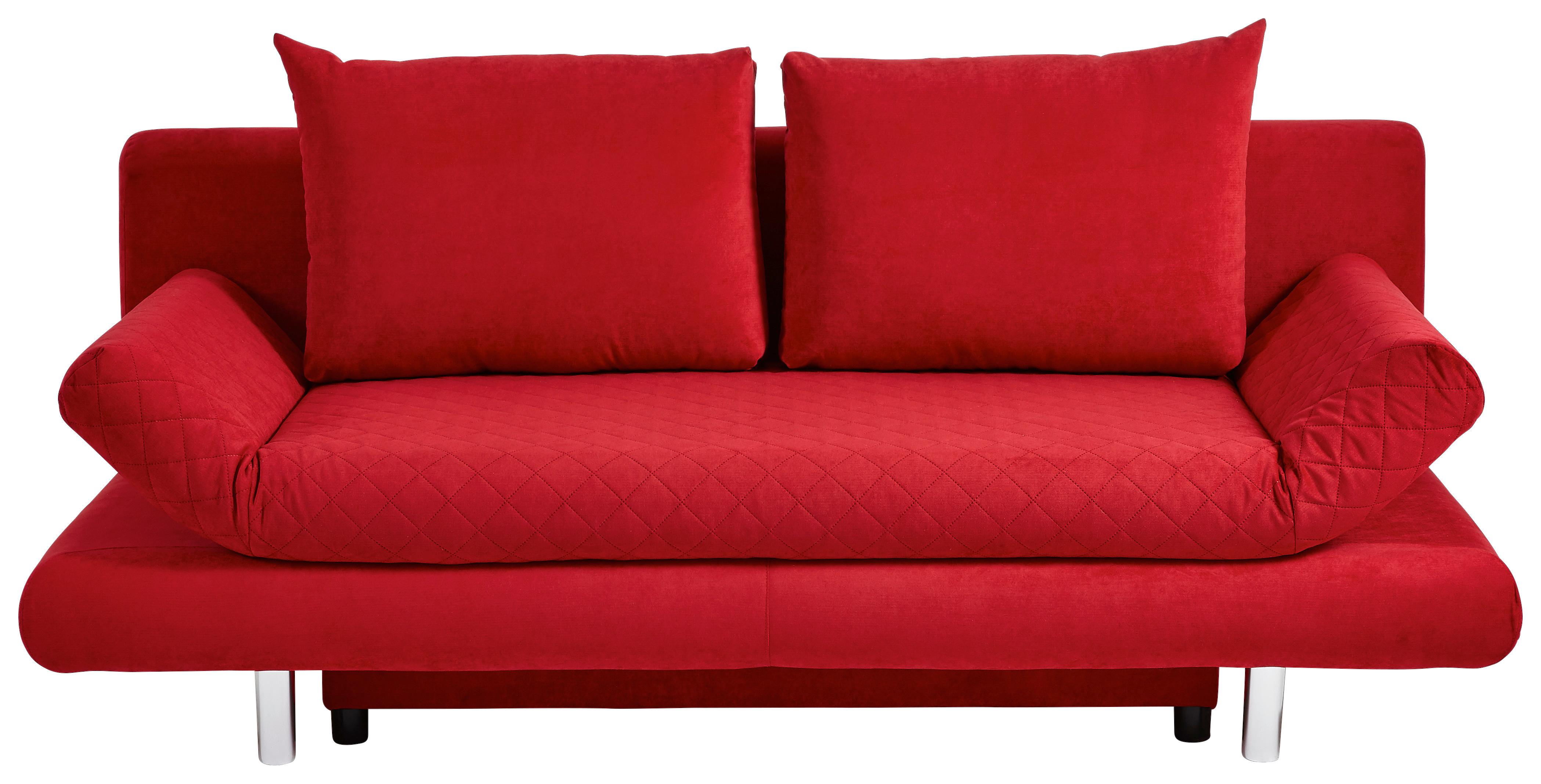 2-sitzer-sofa Mit Schlaffunktion Sorini B:194cm - Chromfarben/Rot, Design, Textil (194/73/91cm) - MID.YOU