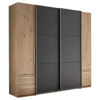 Schwebetürenschrank Bordo - Graphitfarben/Eiche Artisan, KONVENTIONELL, Holzwerkstoff (215/211/60cm)