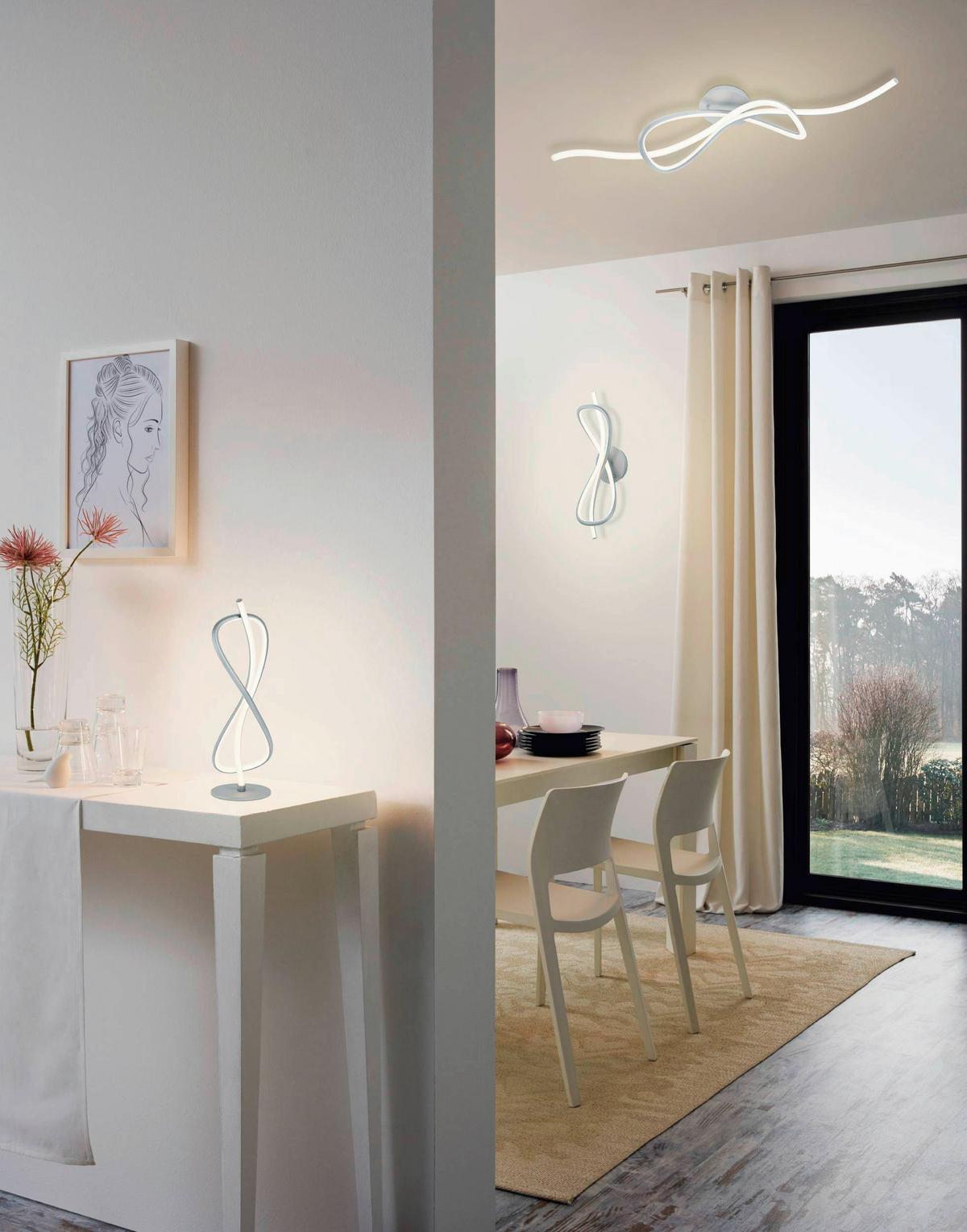 Deckenleuchte Novafeltria L: 70 Cm Organisch - Weiß/Nickelfarben, Design, Kunststoff/Metall (70/16/16cm) - Eglo