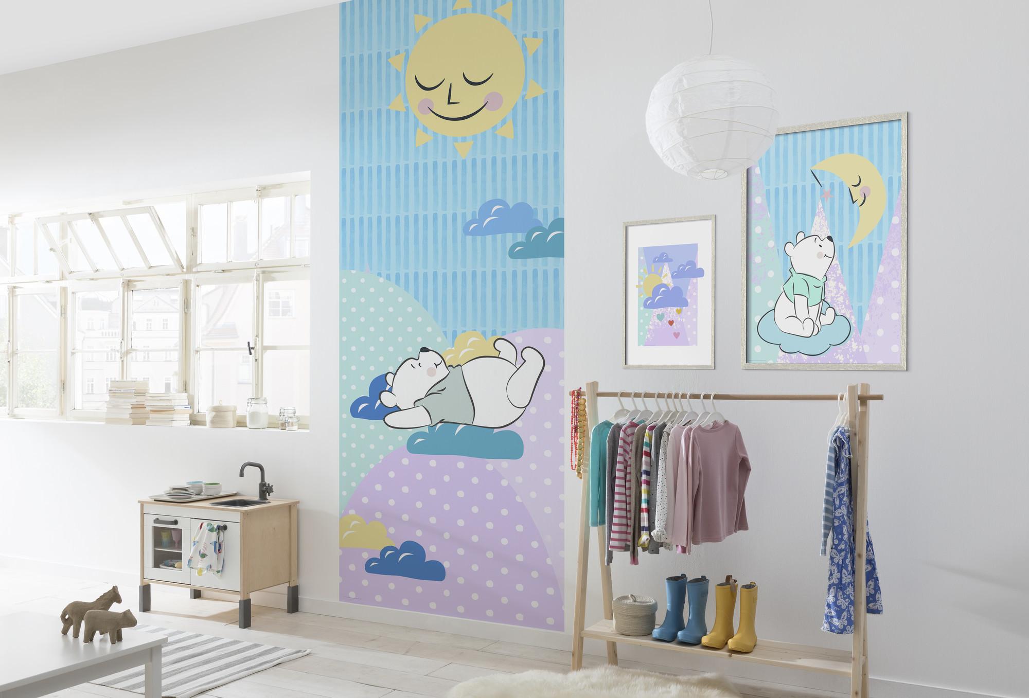 Fototapete Winnie The Pooh Take A Nap - Blau/Weiß, Trend, Textil (100/280cm)
