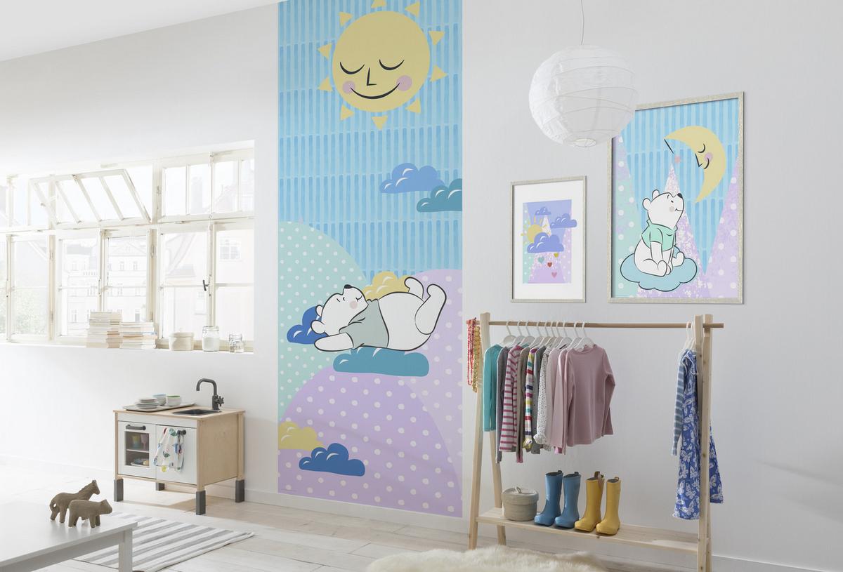 Fototapete Winnie The Pooh Take A Nap - Blau/Weiß, Trend, Textil (100/280cm)
