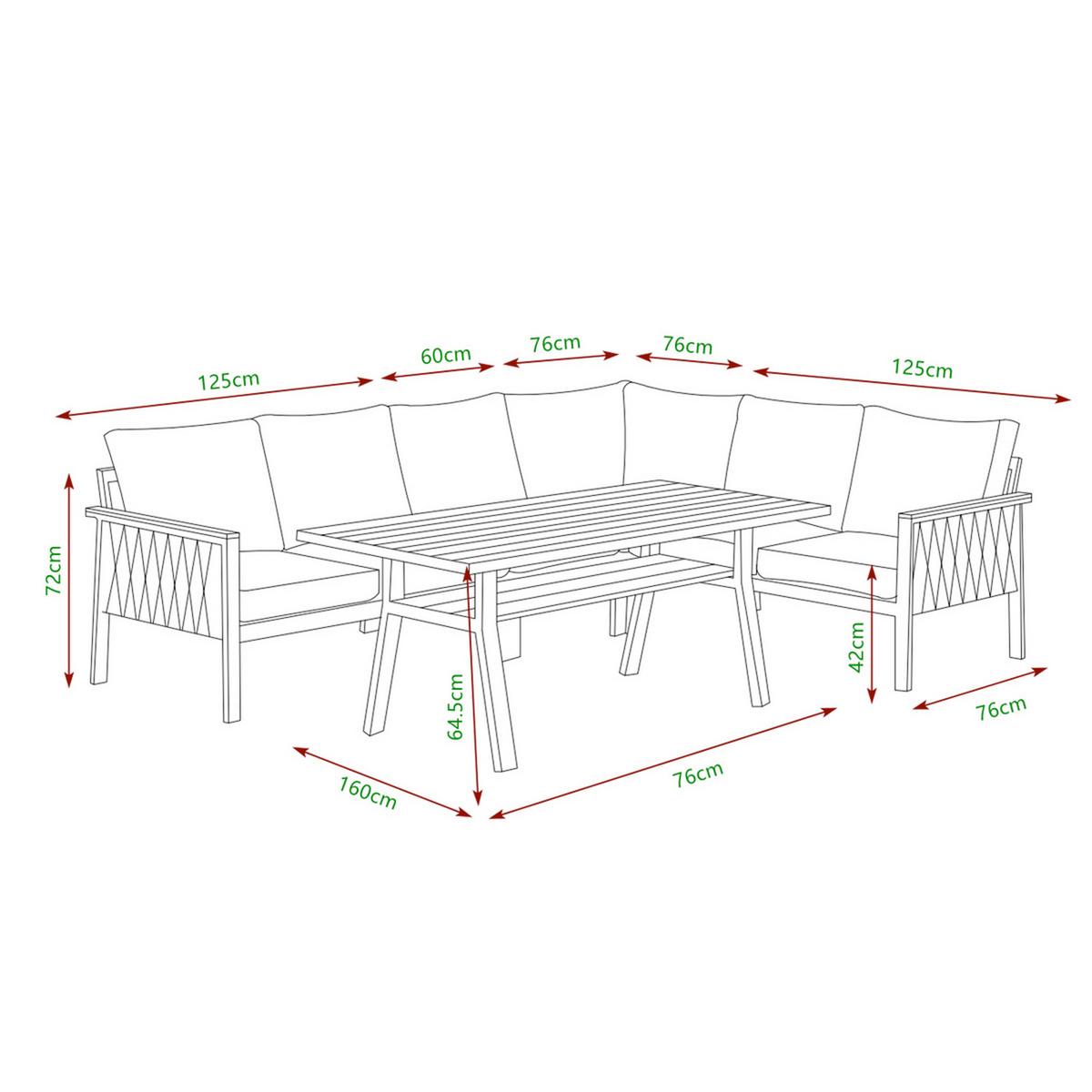 DINING-LOUNGESET CANORA - Ecru/Anthrazit, MODERN, Textil/Metall - Gardenson