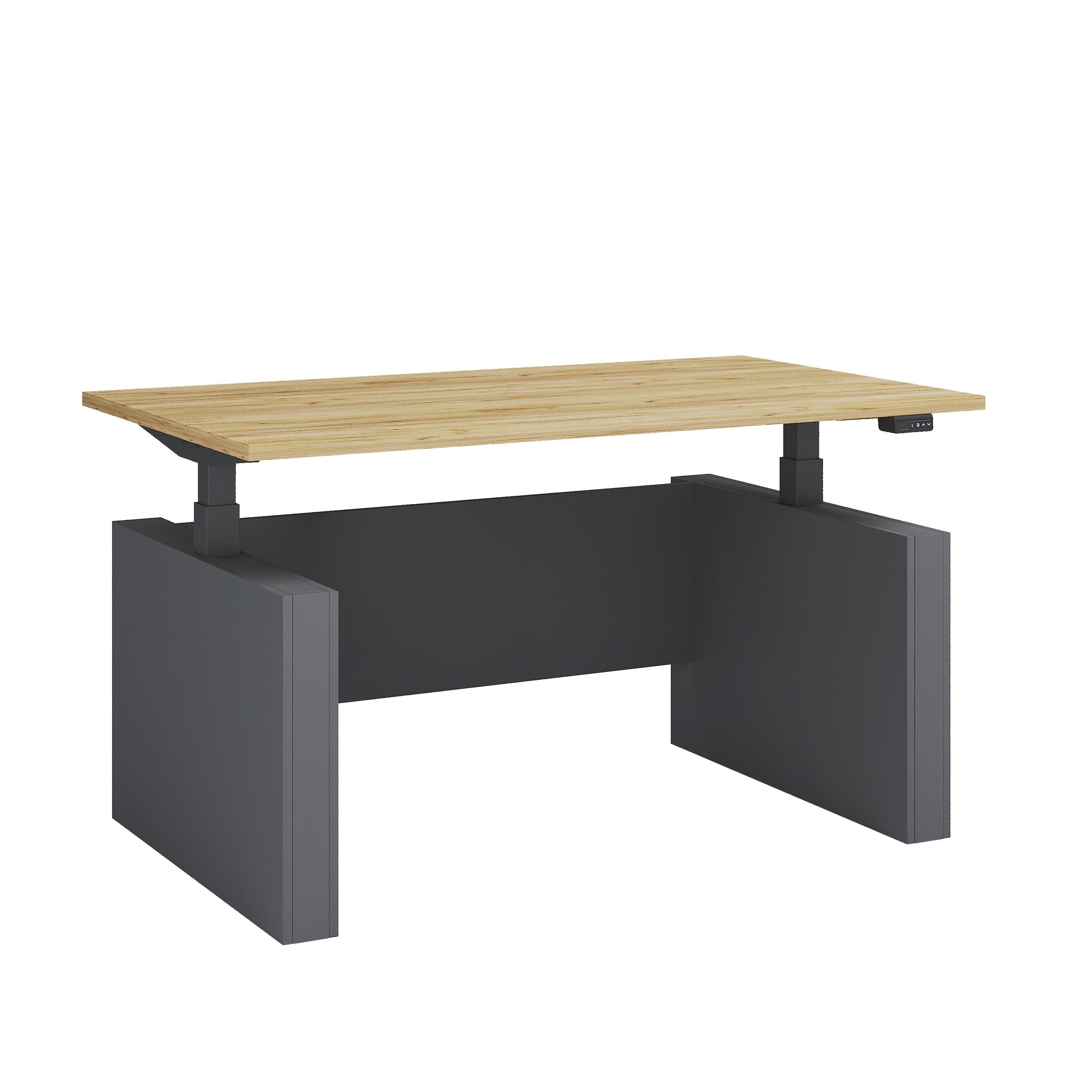 Schreibtisch E-Salia Schwarz/ Anthrazit/Honigeiche L: 138cm - Honigeiche/Anthrazit, KONVENTIONELL, Holzwerkstoff (138/80/73-122cm) - MID.YOU