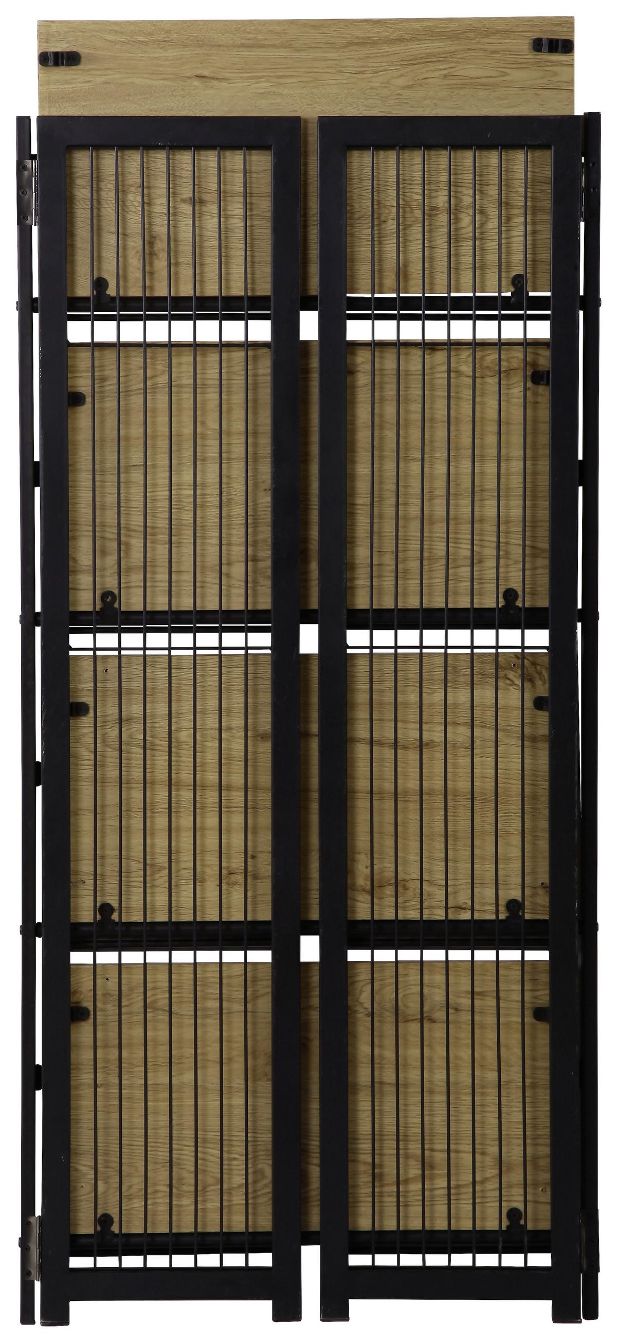 REGÁL KLAPP - čierna/farba duba, Modern, kov/kompozitné drevo (60/124,5/30cm)